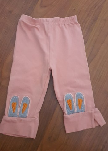 Kız Çocuk Pembe Nakışlı Elastik Tayt