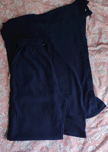 Düğmeli Lacivert Hamile takım - Görsel 4