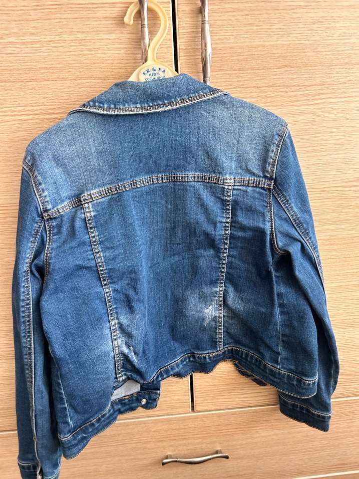 Düğmeli Mavi Çocuk Denim Ceket - Görsel 3