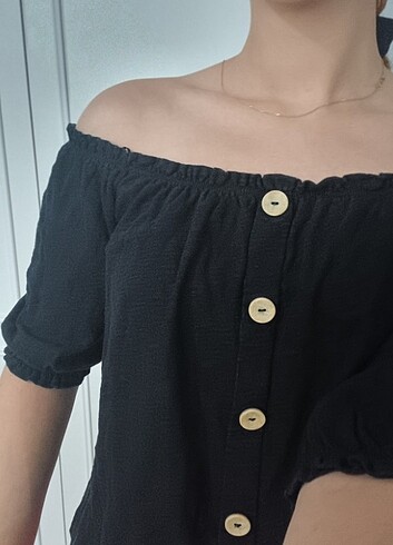 Stradivarius Siyah düğmeli bluz
