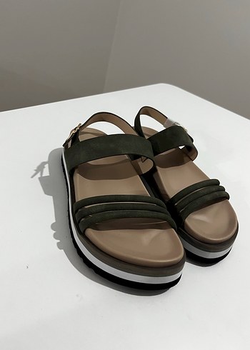 Kadın Yeşil Platform Topuklu Sandalet - Görsel 2