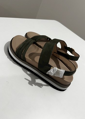 Kadın Yeşil Platform Topuklu Sandalet - Görsel 5