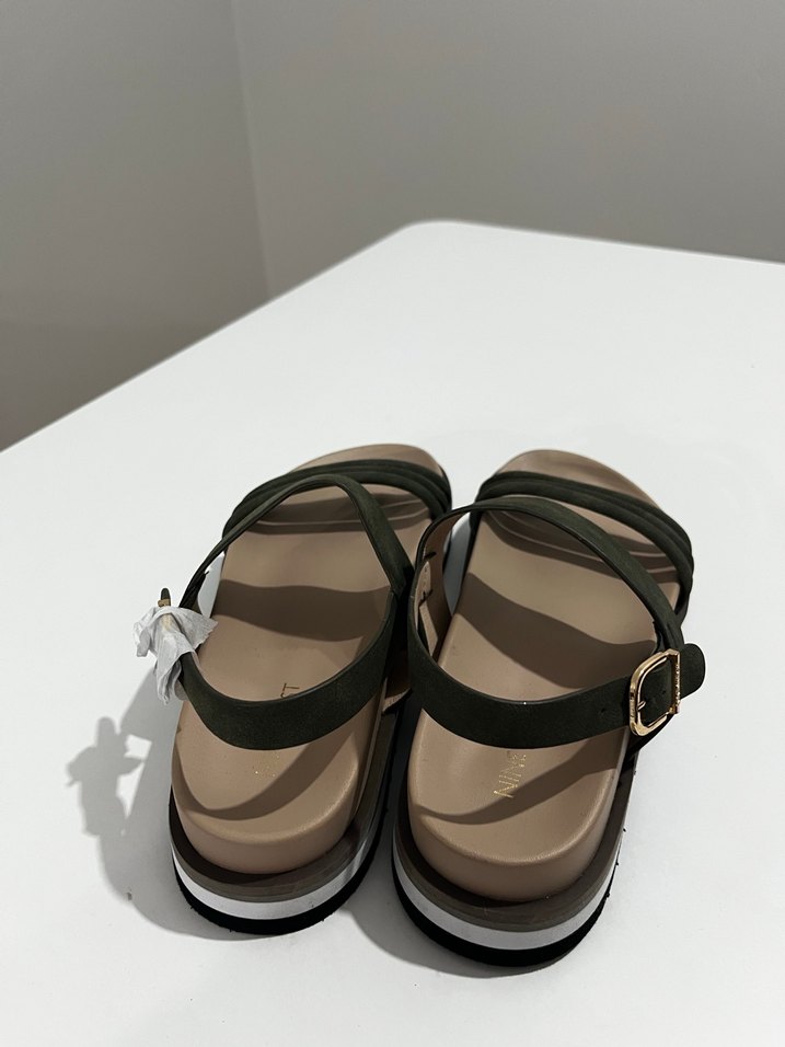 Kadın Yeşil Platform Topuklu Sandalet - Görsel 3