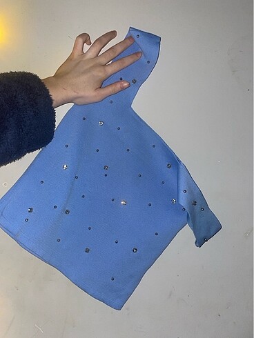 diğer Beden mavi Renk Mavı taşlı crop