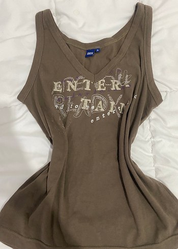 V Yaka Baskılı Kadın vintage atlet