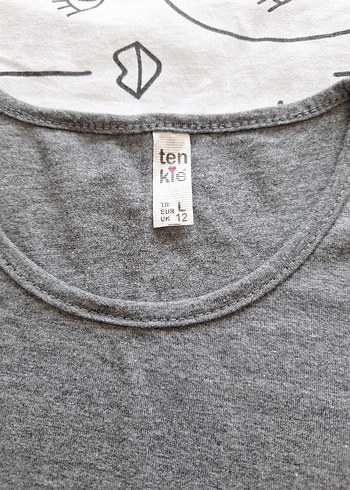 Kısa Kollu Gri Baskıl l beden tişört - Görsel 3