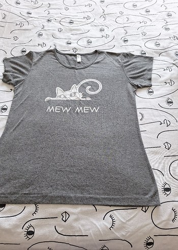 Kısa Kollu Gri Baskıl l beden tişört - Görsel 4