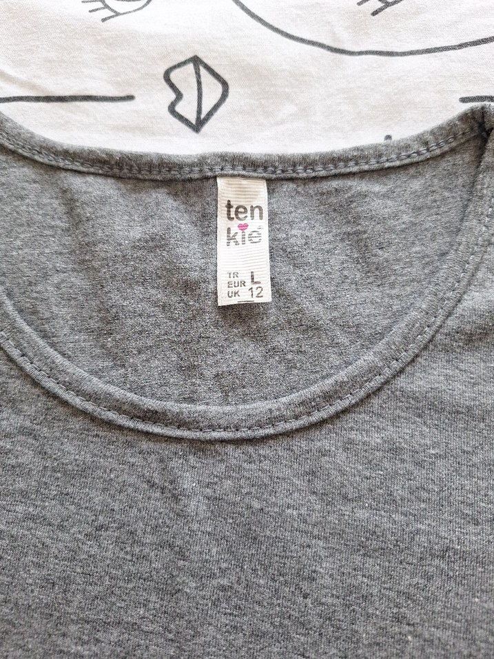 Kısa Kollu Gri Baskıl l beden tişört - Görsel 3