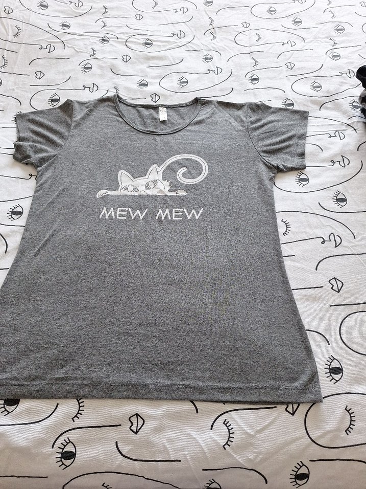 Kısa Kollu Gri Baskıl l beden tişört - Görsel 4