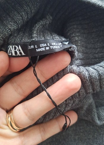 Zara Kadın Gri Boğazlı Triko Kazak - Görsel 3