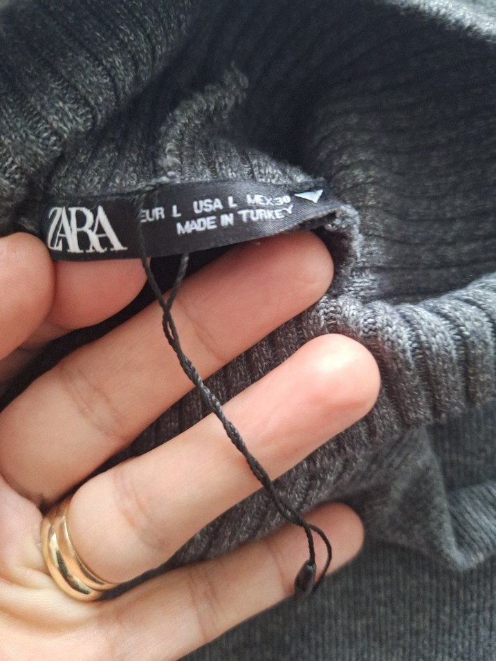 Zara Kadın Gri Boğazlı Triko Kazak - Görsel 3