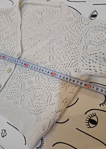 Beyaz V Yaka Örgü Kadın Hırka m/l uygun - Görsel 6