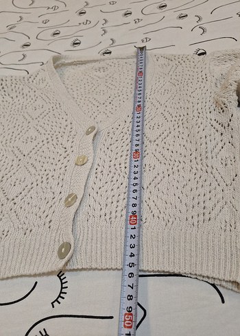 Beyaz V Yaka Örgü Kadın Hırka m/l uygun - Görsel 5