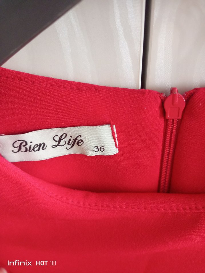 Piliseli Kırmızı Uzun Kollu Kadın Tunik - Görsel 3