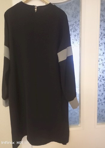 Uzun Kollu Siyah Gri Baskılı Kadın Tunik - Görsel 2