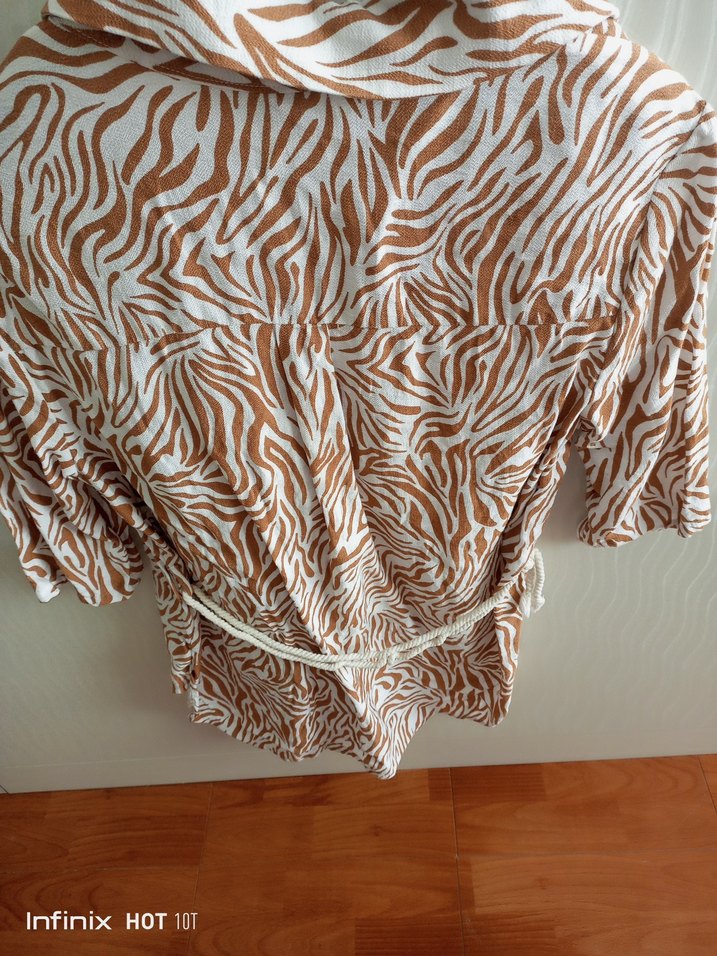 Kahverengi Zebra Desenli Kısa Kollu Gömlek - Görsel 2
