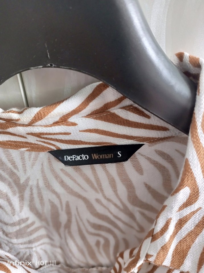 Kahverengi Zebra Desenli Kısa Kollu Gömlek - Görsel 3