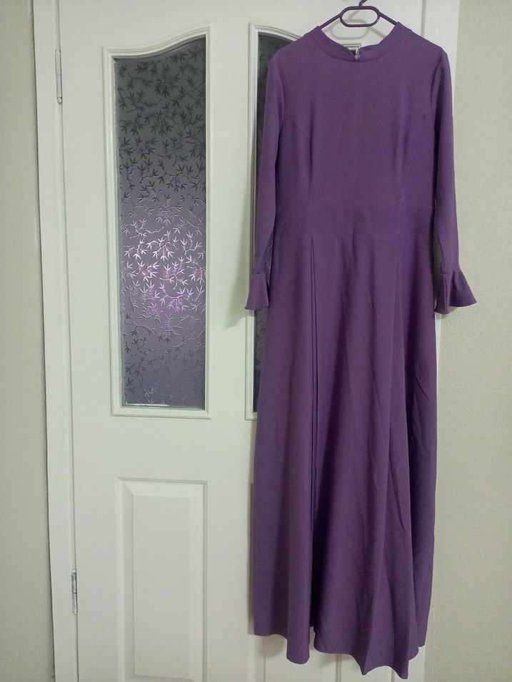 Diger Mor Fırfırlı uzu elbise - Görsel 2