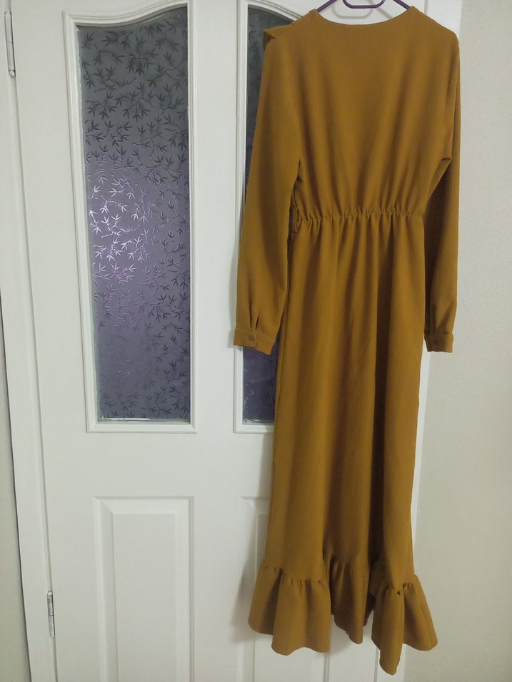 Diger Kadın Kahverengi Uzun Keten Elbise - Görsel 3