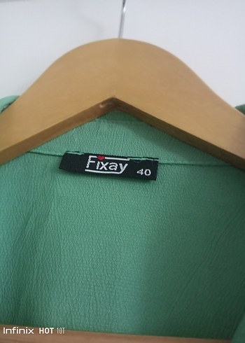 Yeşil V Yaka dügmeli Kadın Bluz - Görsel 2