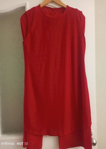 Uzun Kırmızı Kadın üçlü takım - Görsel 2