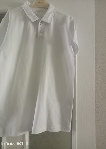 Düğmeli Beyaz Erkek Polo Yaka Tişört - Görsel 2