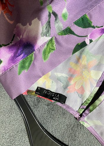 Çiçek Desenli Uzun Mor Kadın tulum - Görsel 2