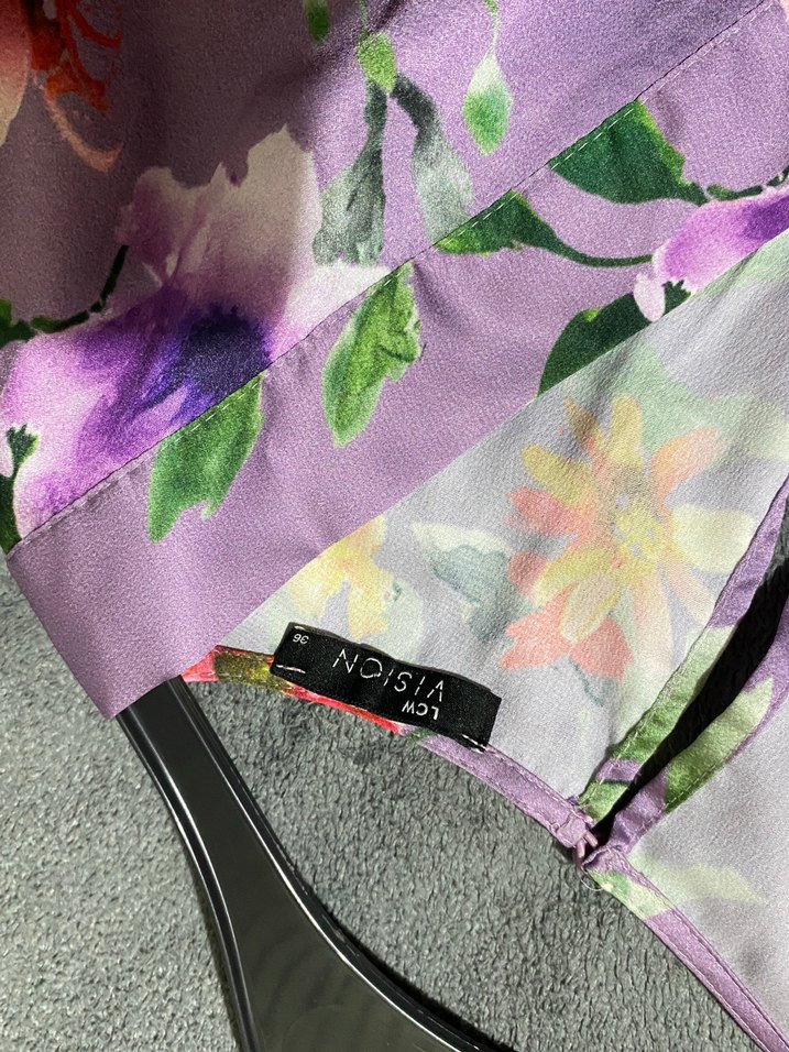 Çiçek Desenli Uzun Mor Kadın tulum - Görsel 2