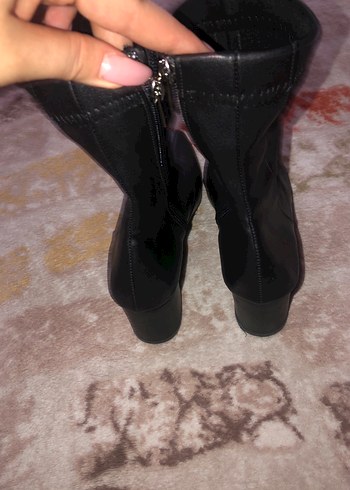 36 Beden siyah Renk Yılan Desenli Siyah Deri Stiletto Bot 36