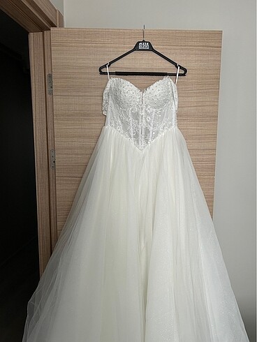 Korseli v bel inci işlemeli gelinlik - Görsel 4