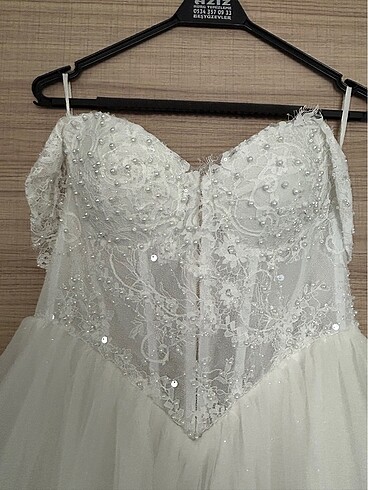 Korseli v bel inci işlemeli gelinlik - Görsel 6