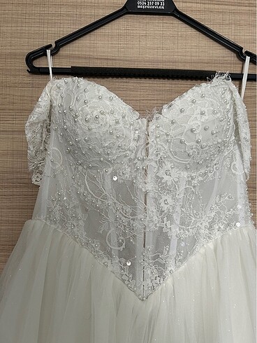 Korseli v bel inci işlemeli gelinlik - Görsel 5