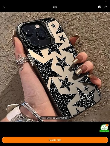iPhone Lazer Siyah Yıldız Telefon Kılıfı için, Apple iPhone 16 1