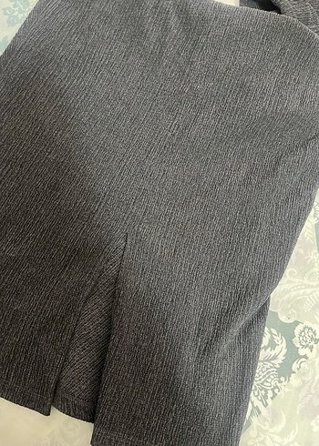 Gri Kolsuz Uzun Keten Elbise - Görsel 3