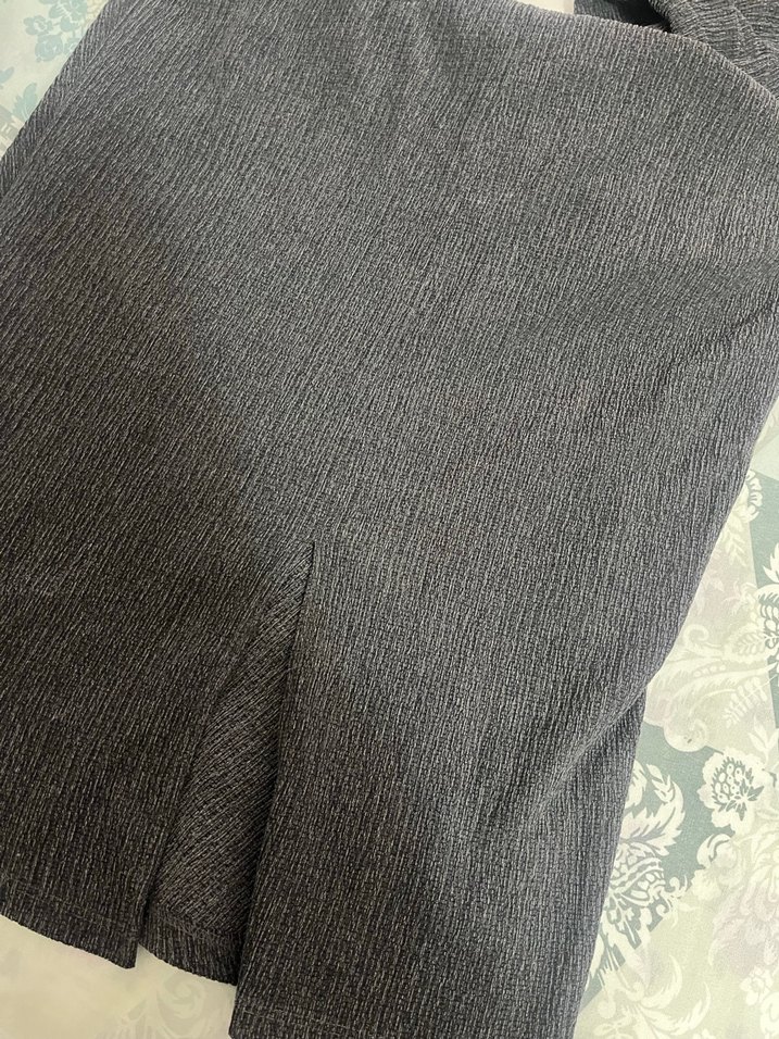 Gri Kolsuz Uzun Keten Elbise - Görsel 3