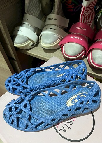 Mavi Kadın Hasır Desenli  lastik Babet - Görsel 3