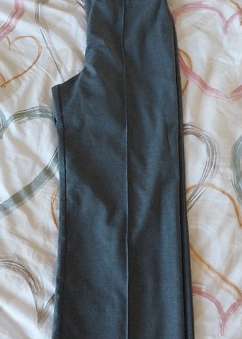 Zara Gri Pilili Ofis Kumaş Pantolon