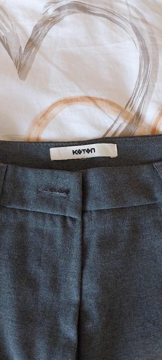 Gri Pilili Ofis Kumaş Pantolon - Görsel 3