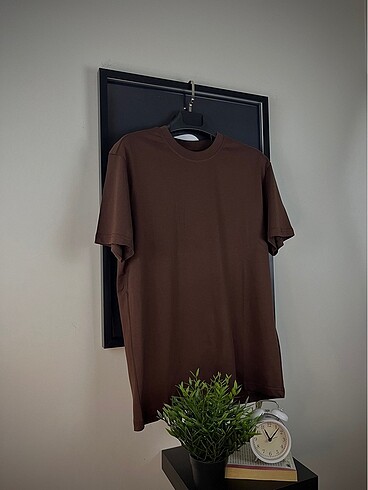 Oversize Basic T-Shirt Kahverengi