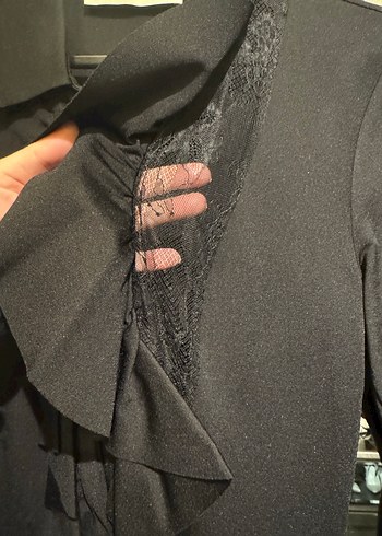 Uzun Kollu Siyah Midi Elbise - Görsel 3