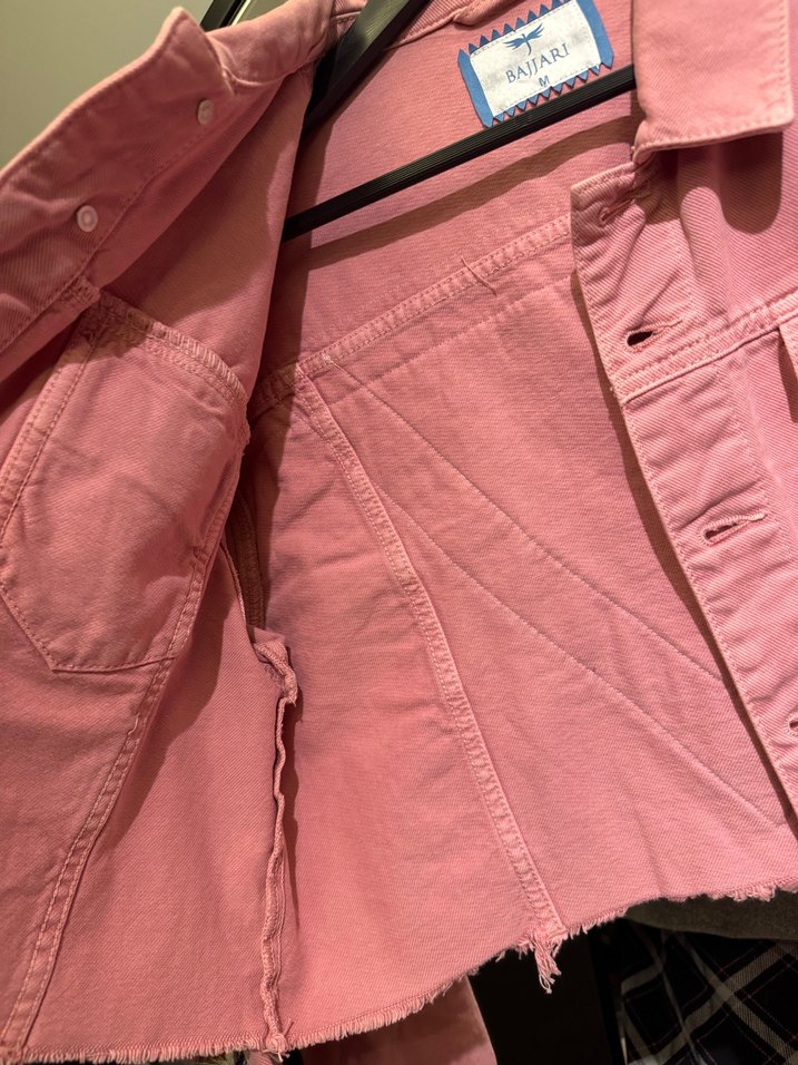 Püsküllü Nakışlı Pembe Kısa Kot Ceket - Görsel 5