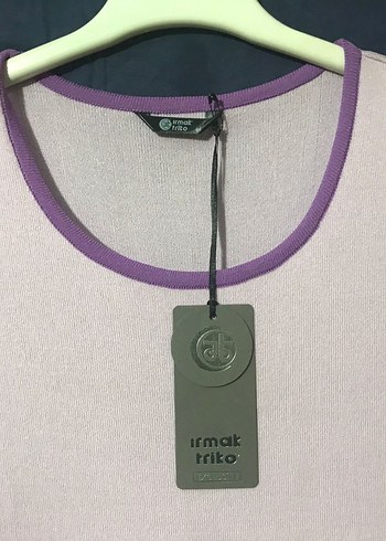 Mor Çizgili Midi Kolsuz Triko Elbise - Görsel 3