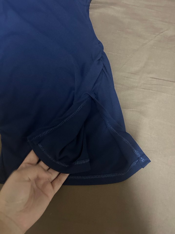 Mavi Drapeli Hamile Tişörtü - Görsel 4