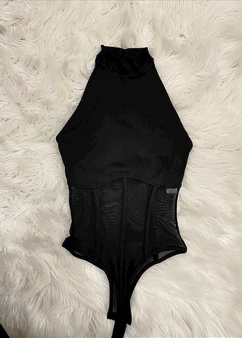 Kürk Detaylı Siyah Strappy Monokini - Görsel 2