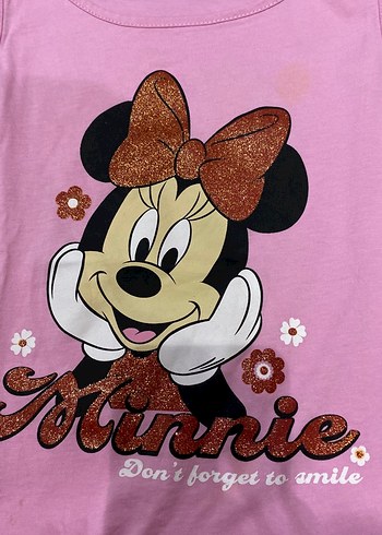 LC Waikiki Kız Çocuk Pembe Minnie Baskılı Fırfırlı Atlet