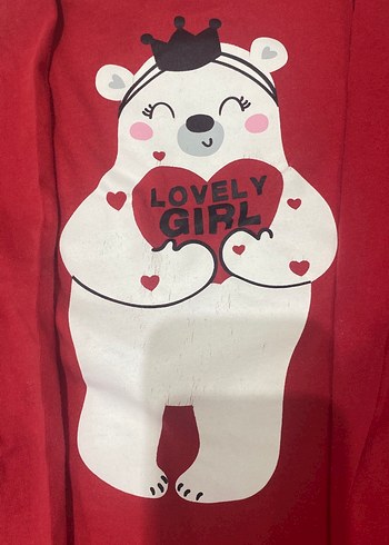 8 Yaş Beden kırmızı Renk Kırmızı Uzun Kollu Baskılı çocuk Pijama Takımı