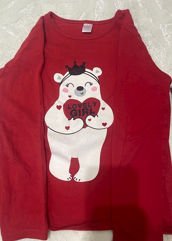 8 Yaş Beden Kırmızı Uzun Kollu Baskılı çocuk Pijama Takımı