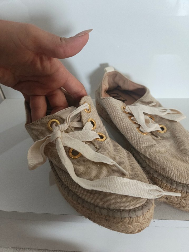 Bej Dolgu Topuk Kadın Espadril - Görsel 2