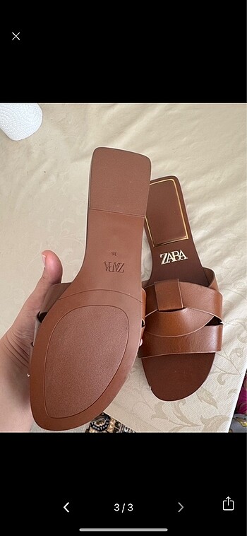 36 Beden Zara Çapraz Detaylı Deri Sandalet