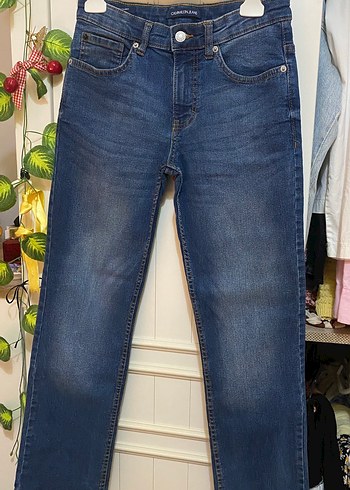 Calvin Klein Dugmeli Lacivert Kadin Denim Pantolon